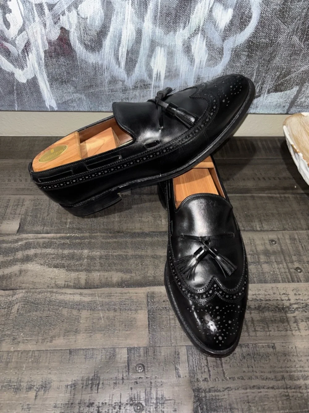 Allen Edmonds Manchester tassel loafers in black calfskin leather SZ 8.5 - Picture 1 of 11